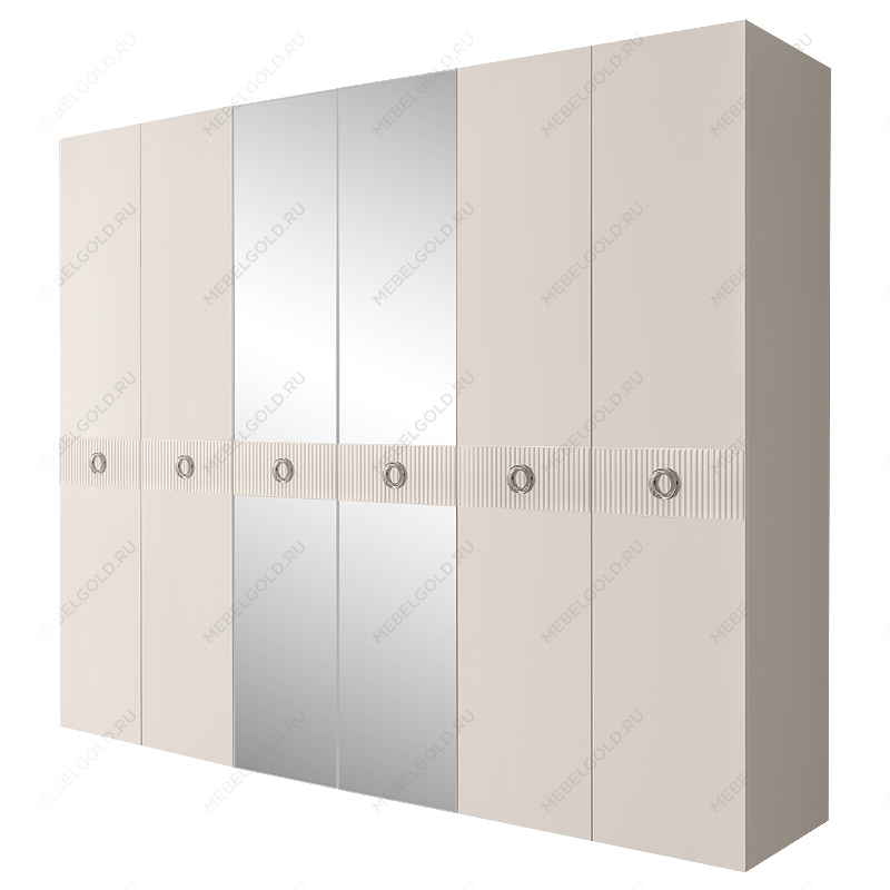 Шкаф 6-ти дв. с зеркалами Bogemia Fillini (Слоновая кость/Хром) БМШ1/6(Fi)