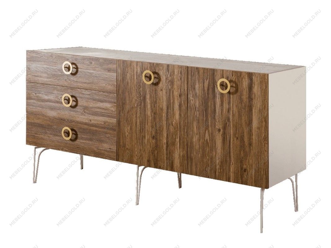 Комод 1.6м Bogemia Wood Fi (Слоновая кость) (Novabuk/Золото) БМКМ-4(Wo)