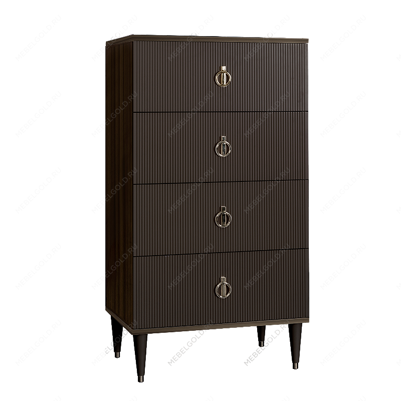 Комод 4 ящика Римини СОЛО (Орех империя/Серебро) РМКМ-6(s)