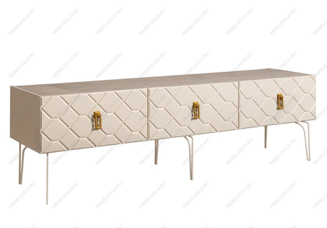 Тумба под телевизор 1.6м Bogemia Farfalle (Слоновая кость) (Novabuk/Золото) БМТ-1(Fa)