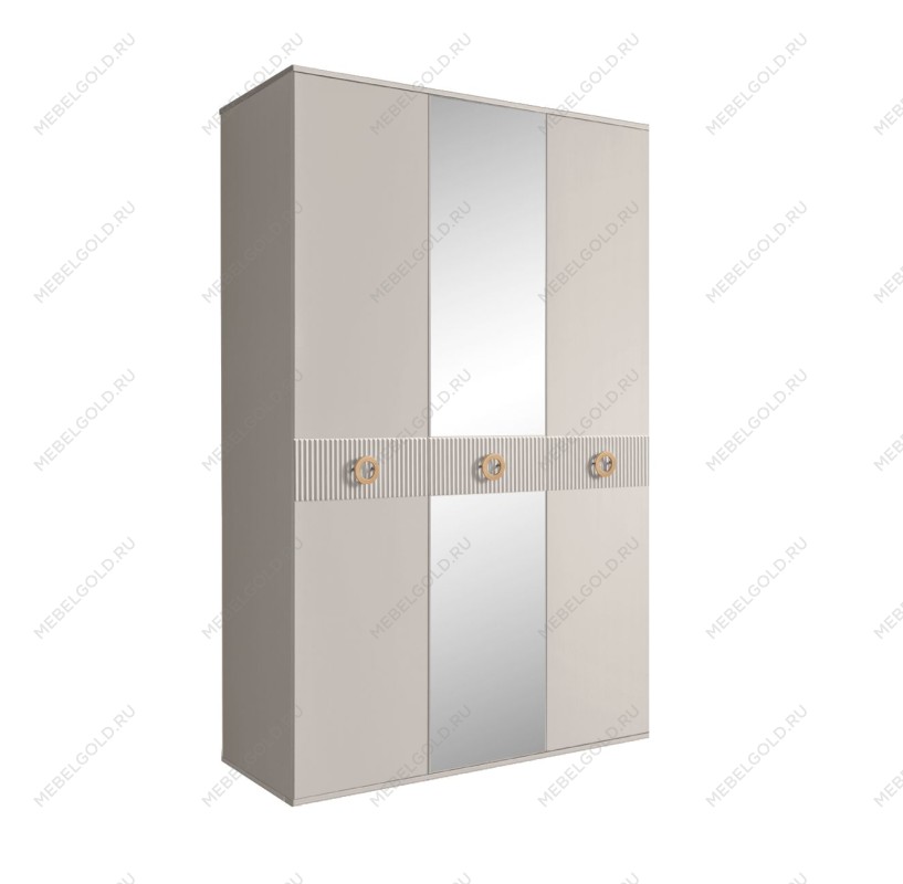 Шкаф 3-х дверный с зеркалом Bogemia Fillini (Шелк/Золото) БМШ1/3(Fi)