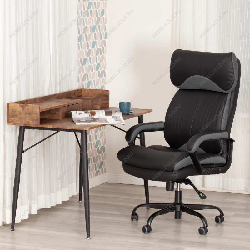 Кресло Duke metal BL, кож/зам/ткань, черный/серый, 36-6/12 | изображение 13