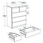 МАЛЬТА комод ИКЕА / IKEA 3+2 ящика 80х99 сонома | изображение 4