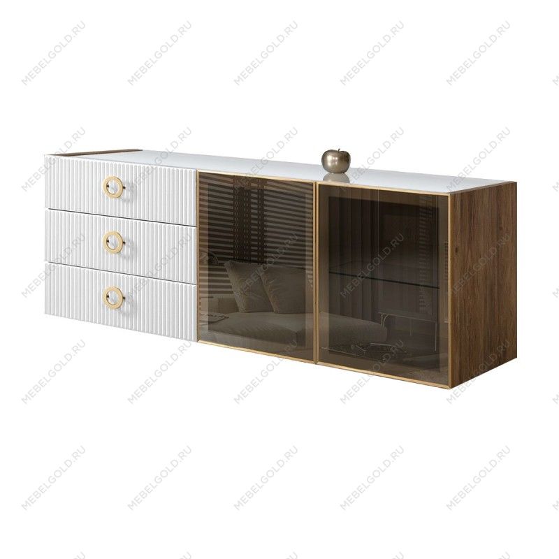 Комод 1.6м Bogemia Woodline Fly Fi (Белый) (Lakobel/Золото) БМКМ-4[5]