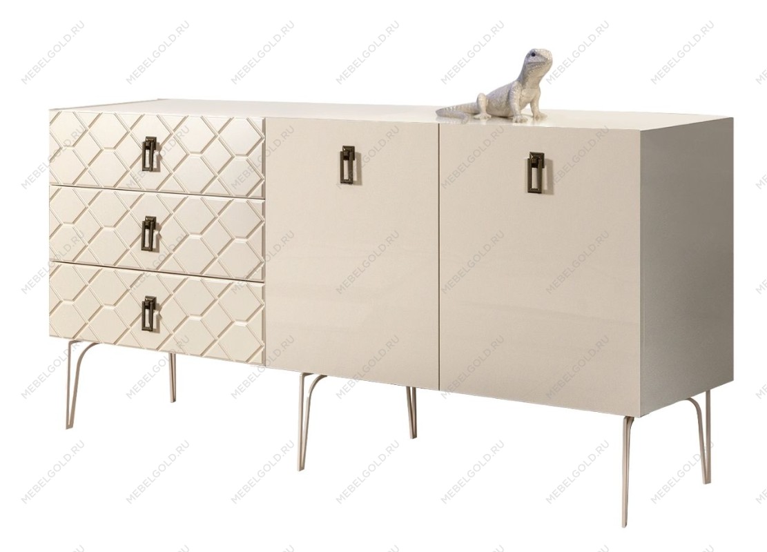 Комод 1.6м Bogemia Farfalle (Слоновая кость) (Lakobel/Черный) БМКМ-4(Fa)