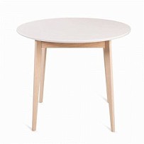 Стол Рэй-d900 (беленый дуб/белая эмаль) Круглый