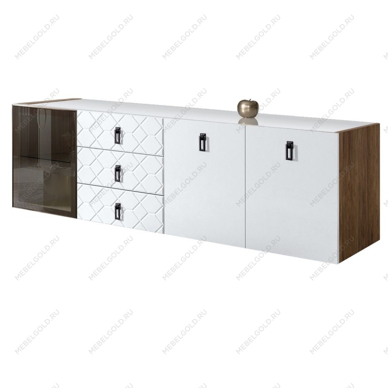 Комод 2.1м Bogemia Woodline Fly Fa (Белый) (Lakobel/Черный) БМКМ-5[4]