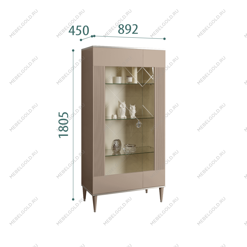 Витрина 2-ств. Римини СОЛО (Мокка/Серебро) (Левая) РМВ2-2С(s)