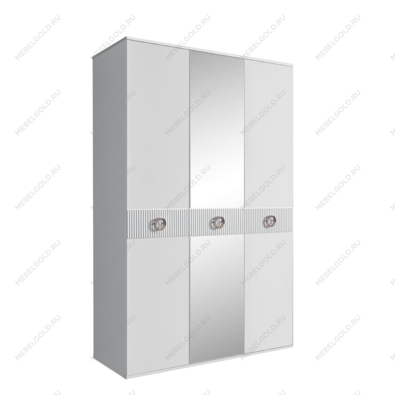 Шкаф 3-х дверный с зеркалом Bogemia Fillini (Белый/Хром) БМШ1/3(Fi)
