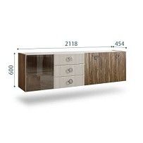 Комод 2.1м Bogemia Woodline Fly Wood Fi (Шелк) (Novabuk/Хром) БМКМ-5[4]