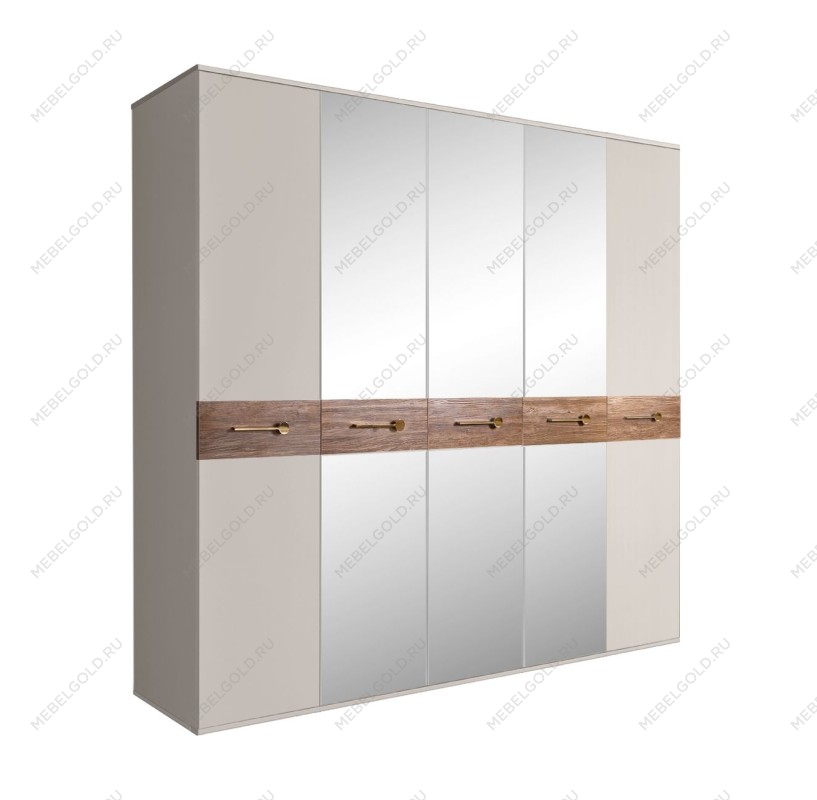 Шкаф 5-ти дв. с зеркалами Bogemia Wood Wo (Шелк/Золото) БМШ1/5(Wo)