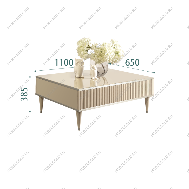 Журнальный столик с ящиком Римини СОЛО (Ваниль/Серебро) РМСТ-2(s)