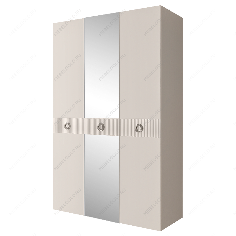 Шкаф 3-х дверный с зеркалом Bogemia Fillini (Слоновая кость/Хром) БМШ1/3(Fi)