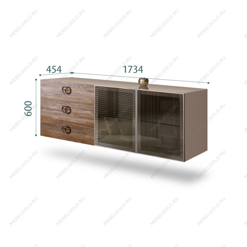 Комод 1.6м Bogemia Fly Wood Fi (Мокка) (Lakobel/Хром) БМКМ-4[5]
