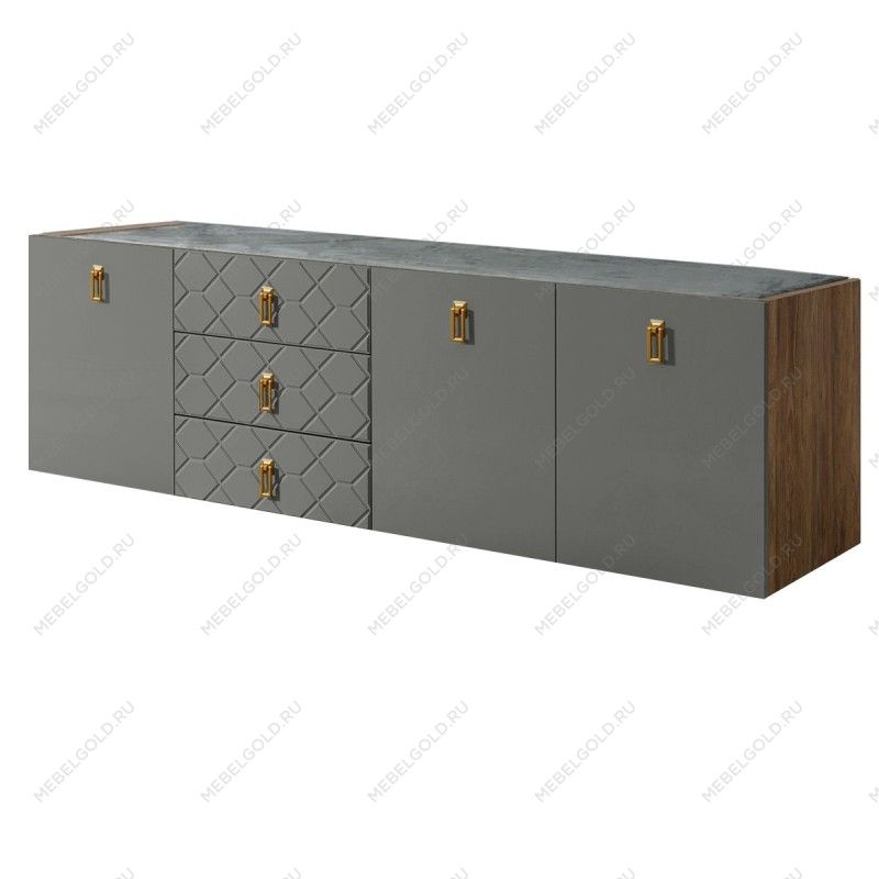 Комод 2.1м Bogemia Woodline Fly Fa (Серый) (Novabuk/Золото) БМКМ-5