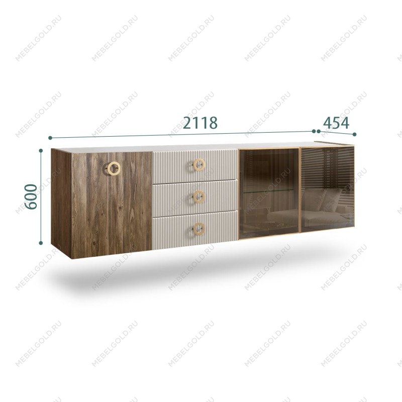 Комод 2.1м Bogemia Woodline Fly Wood Fi (Шелк) (Novabuk/Золото) БМКМ-5[5][10]