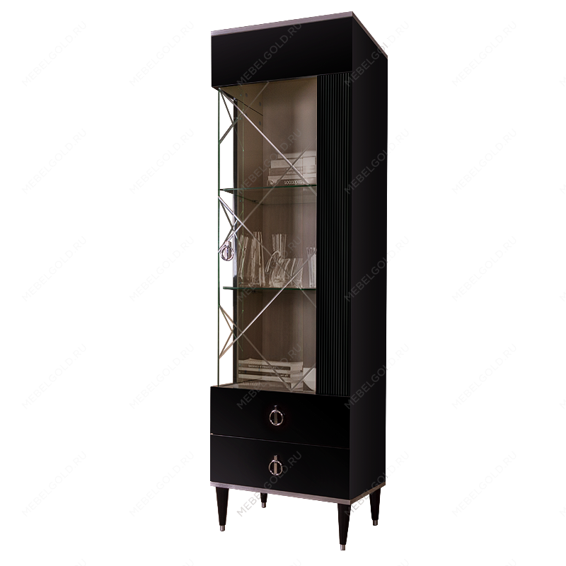 Витрина 1-ств. Римини СОЛО (Черный/Серебро) (Правая) РМВ1-1С(s)