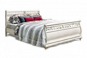 Кровать Оскар (высокое изножье), без основания, без матраса, (1600х2200), белая эмаль с темной патиной
