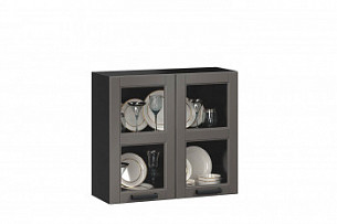 Шкаф кухонный 800 со стеклом Мокка Тип 1 (Чёрный/Сандаун)