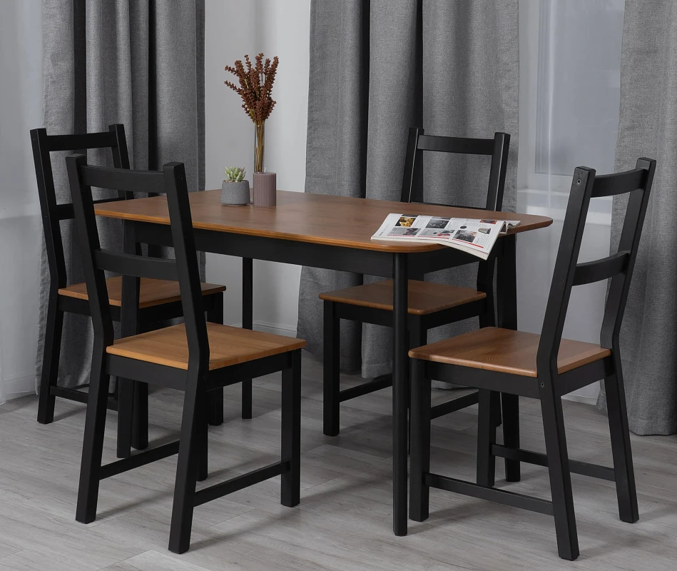 Стол Соната Люкс/Sonata Lux table, 120х75х75 см, массив сосны, антик/чёрный, 120х75х75 см | изображение 6