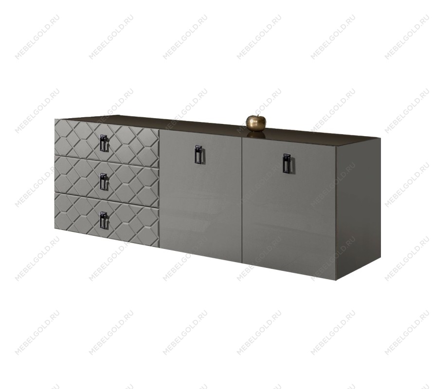 Комод 1.6м Bogemia Fly Farfalle (Серый) (Lakobel/Черный) БМКМ-4