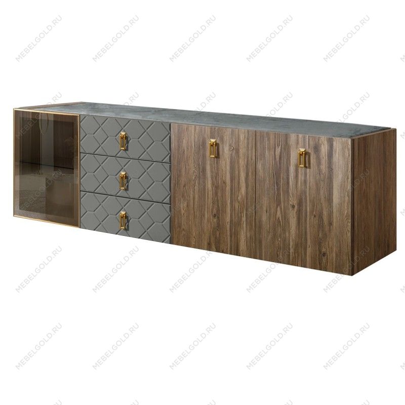 Комод 2.1м Bogemia Woodline Fly Wood Fa (Серый) (Novabuk/Золото) БМКМ-5[4]