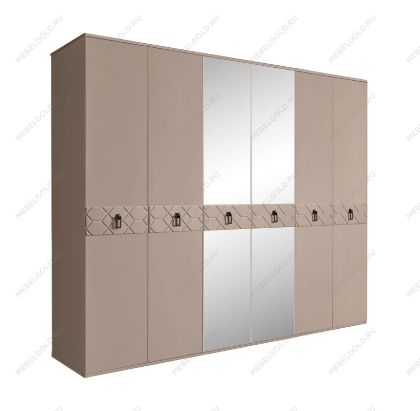 Шкаф 6-ти дв. с зеркалами Bogemia Farfalle (Мокка/Черный) БМШ1/6(Fa)