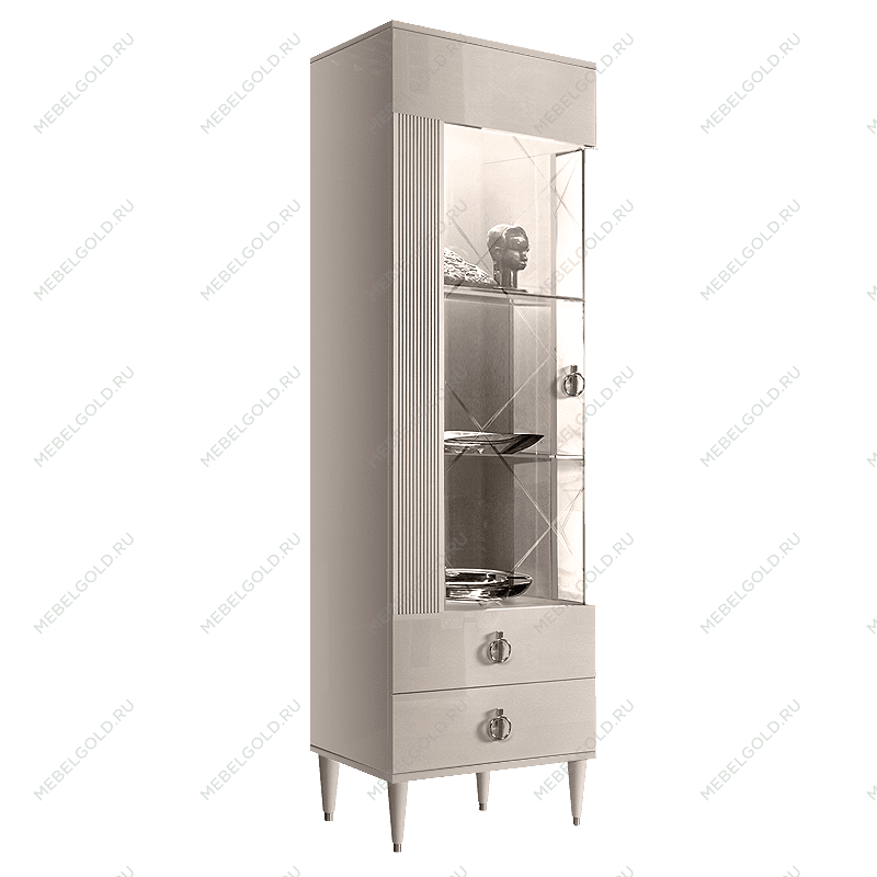 Витрина 1-ств. Римини СОЛО (Бежевый/Серебро) (Левая) РМВ1-1С(s)