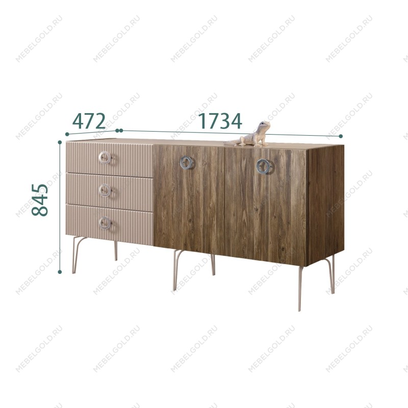 Комод 1.6м Bogemia Woodline Wood Fi (Мокка) (Lakobel/Хром) БМКМ-4