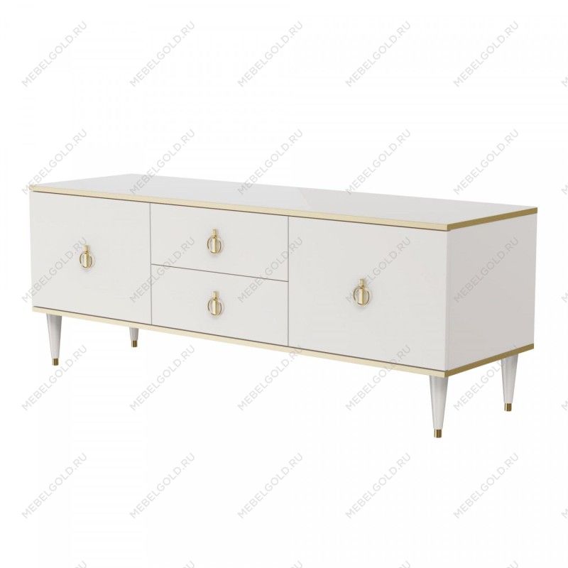 Тумба под телевизор Римини (Белый/Золото) РМТ-3