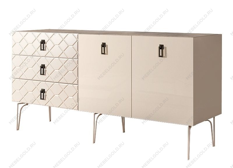 Комод 1.6м Bogemia Farfalle (Слоновая кость) (Novabuk/Черный) БМКМ-4(Fa)