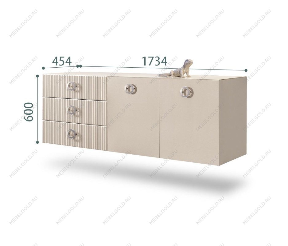 Комод 1.6м Bogemia Fly Fillini (Ваниль) (Lakobel/Хром) БМКМ-4