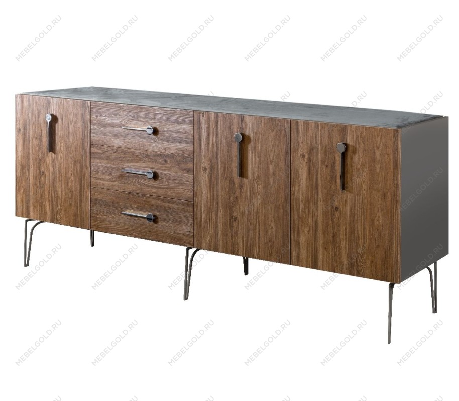 Комод 2.1м Bogemia Wood Wo (Серый) (Novabuk/Хром) БМКМ-5(Wo)