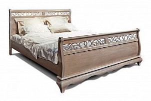 Кровать Оскар (высокое изножье), без основания, без матраса, (1800x2000), амбэр с белой патиной