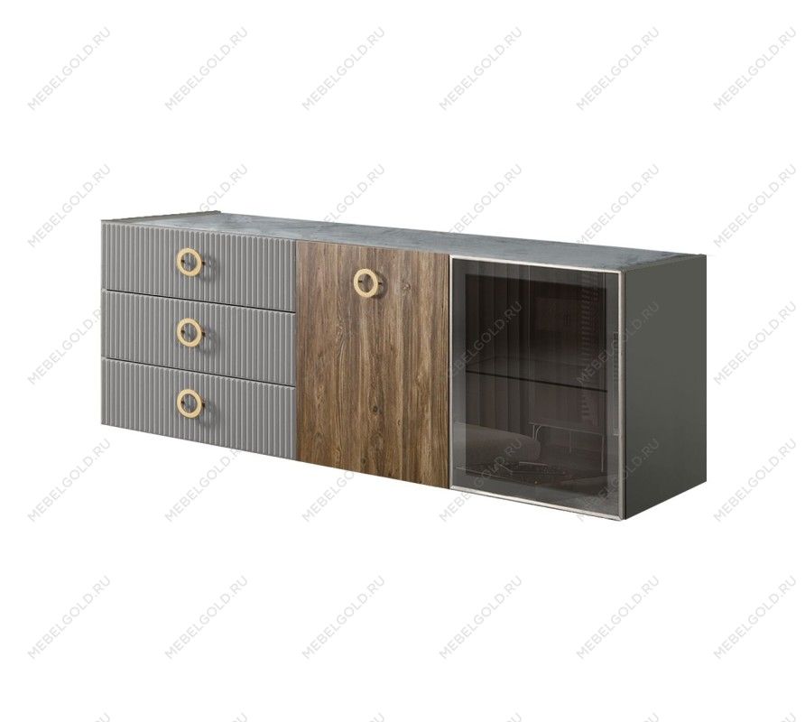 Комод 1.6м Bogemia Fly Wood Fi (Серый) (Novabuk/Золото) БМКМ-4[5][10]