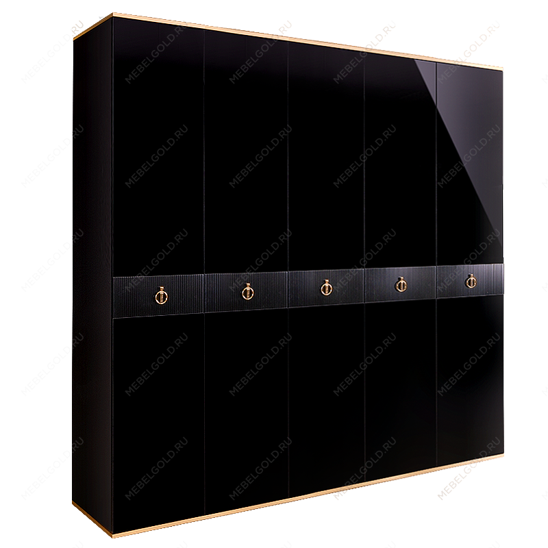 Шкаф 5-ти дверный Римини СОЛО (Черный/Золото) РМШ2/5(s)