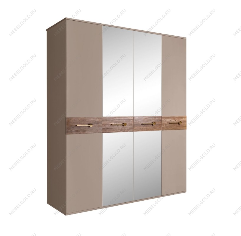 Шкаф 4-х дв. с зеркалами Bogemia Wood Wo (Мокка/Золото) БМШ1/4(Wo)