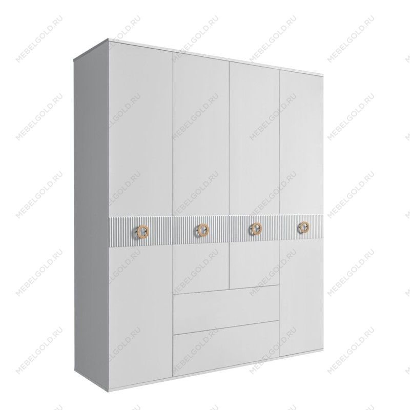 Шкаф 4-х дверный с ящиками, Bogemia Fillini (Белый/Золото) БМШ2/41(Fi)