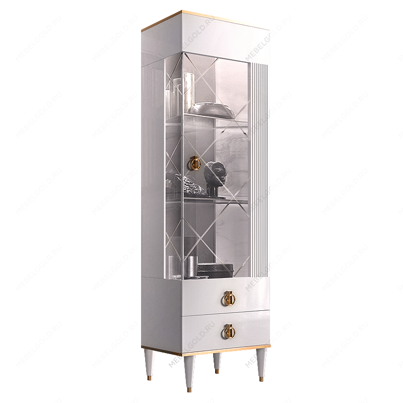 Витрина 1-ств. (правая) Римини СОЛО (белый золото) РМВ1-1С (s) - Выставка Балашиха