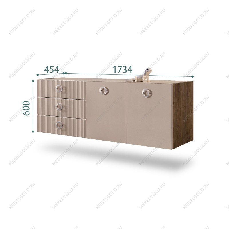 Комод 1.6м Bogemia Woodline Fly Fi (Мокка) (Lakobel/Хром) БМКМ-4