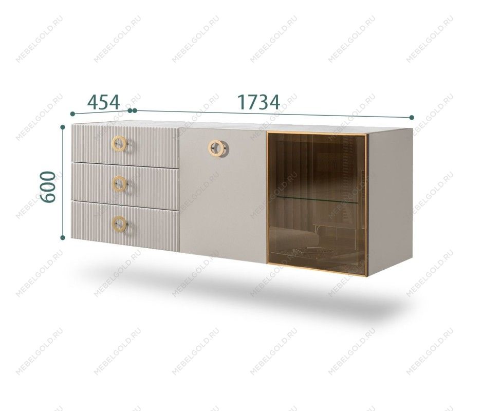 Комод 1.6м Bogemia Fly Fillini (Шелк) (Novabuk/Золото) БМКМ-4[5][10]