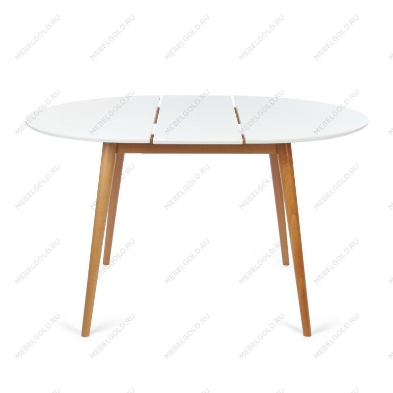 Стол круглый раскладной обеденный BOSCO (Боско) Белый+Натуральный (Бук) | изображение 2