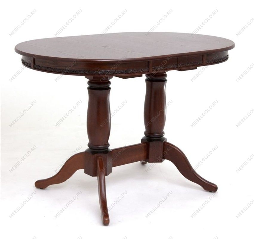 Стол Овал Милорд (80х120х160) Темный орех + патина черная.