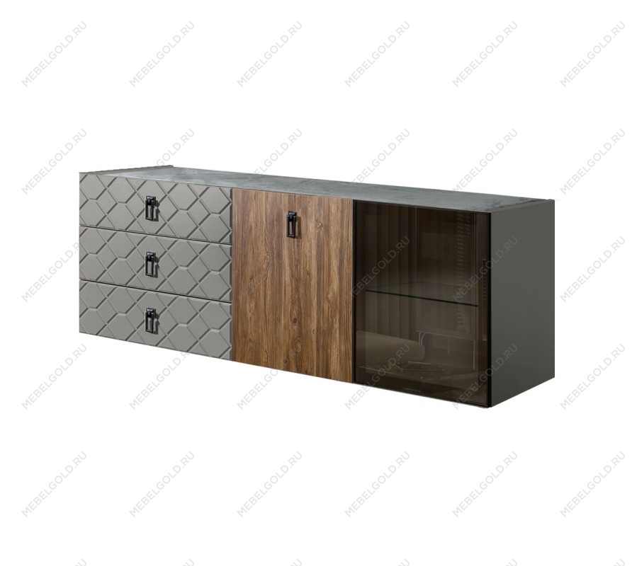 Комод 1.6м Bogemia Fly Wood Fa (Серый) (Novabuk/Черный) БМКМ-4[5][10]