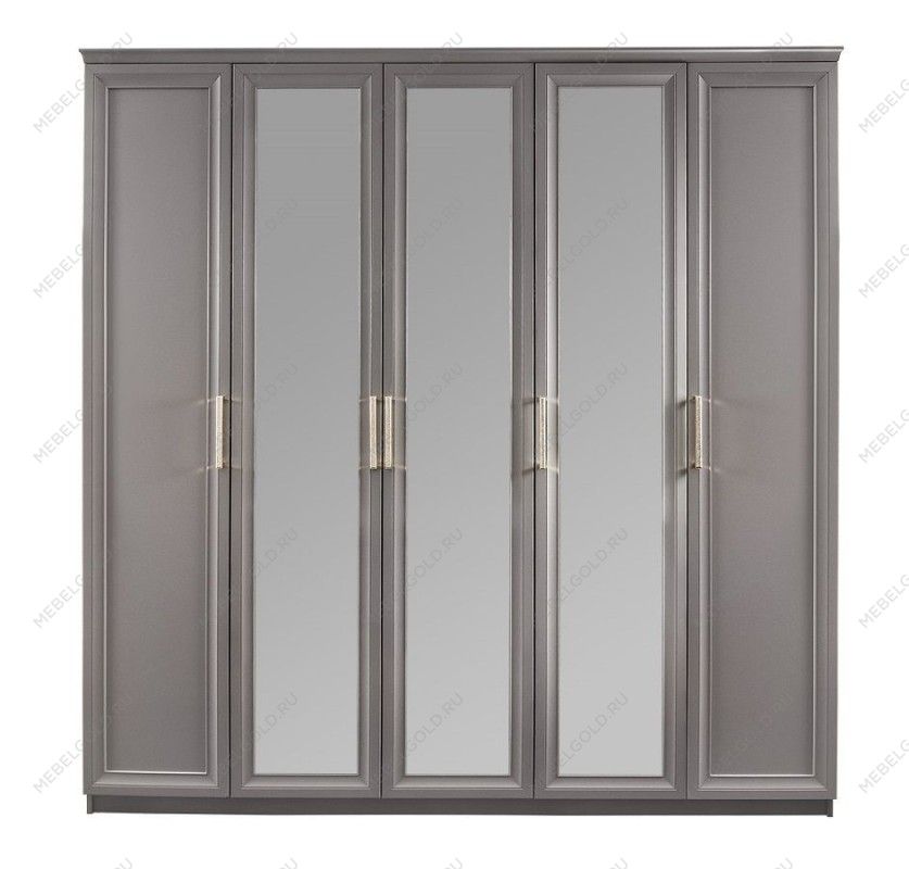 Шкаф Мокко 5-дверный с зеркалом серый | изображение 1
