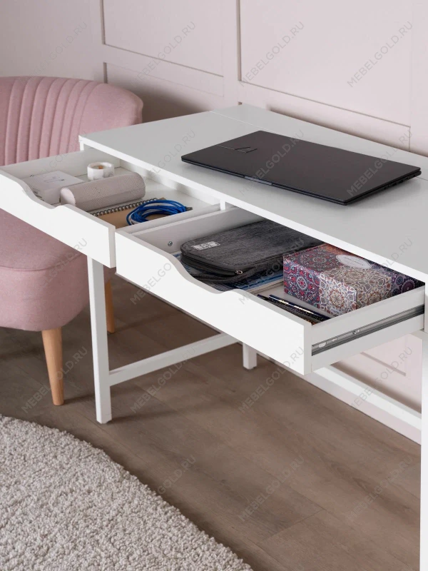 Стол письменный на металлических ножках Ингар Д 100x48x76, белый | изображение 3