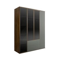 Шкаф 4-х дв. с ящиками Bogemia Woodline Air (Серый/Золото) БМШ2/42(3)