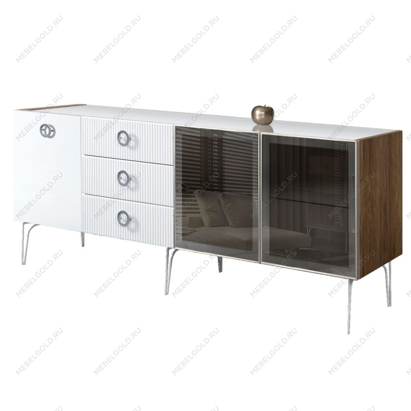 Комод 2.1м Bogemia Woodline Fi (Белый) (Lakobel/Хром) БМКМ-5[5][10]