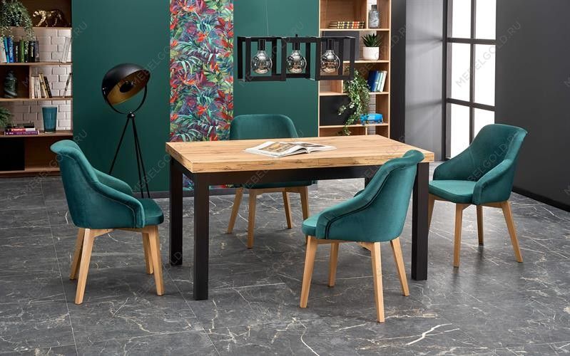 Стол обеденный Halmar TIAGO 140 раскладной (дуб крафт/черный) | изображение 1