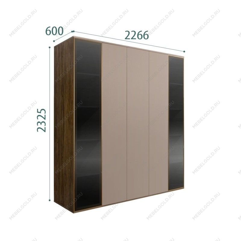 Шкаф 5-ти дв. Bogemia Woodline Air (Мокка/Золото) БМШ2/5(2)